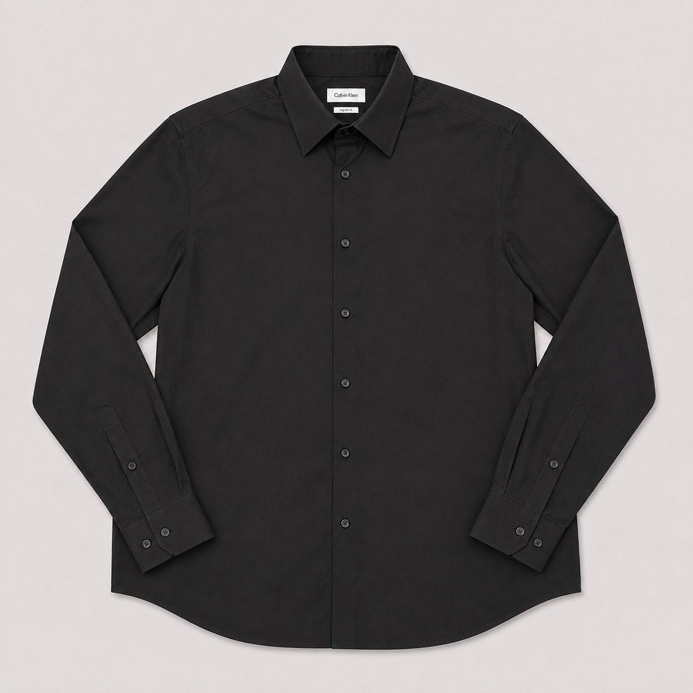 Calvin Klein Infinite Black Slim Fit Stretch Dress Shirt Mens 17 34/35